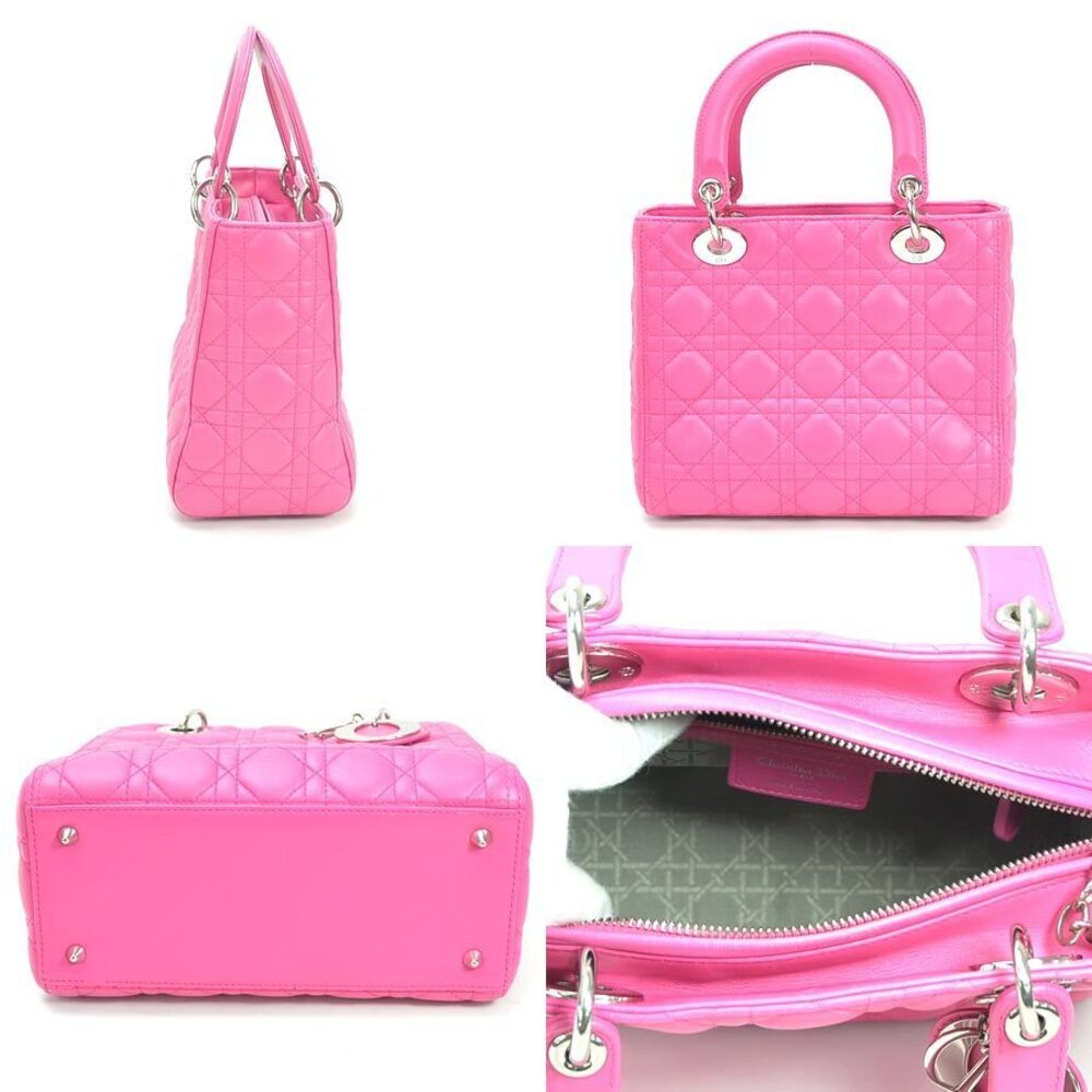 Dior Christian Bag Cannage Lady Handbag Pink Leather Shoulder - Picture 3 of 3